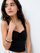 Polyamide top with square neckline Black