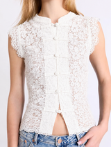 Blonde Qipao Top White