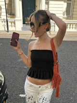 Honeycomb bandeau top black