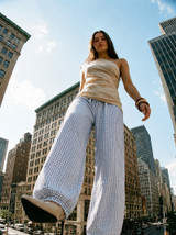 Gingham harem pants blue