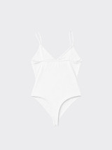 Bodysuit with straps V-neck white