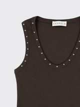 Tank top with stud details brown
