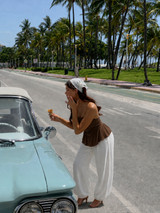 Bandeau top with ruching brown