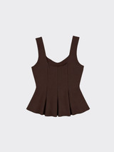 Structured peplum top brown with v neck