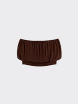 Cropped ballon top brown