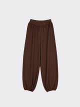 Knit fluid harem pants brown