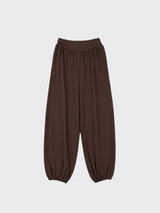 Knit fluid harem pants brown