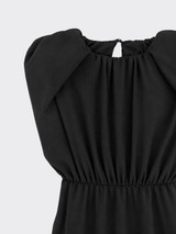 Jumpsuit with shoulder pads and gathered waist black
