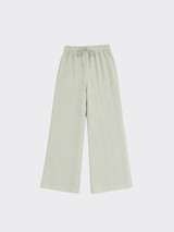 Fluid wide leg linen effect pants light green