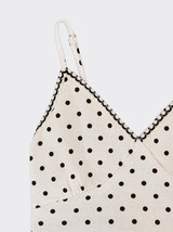 Halter blouse with polka dot print brown