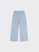 Wide-leg linen flowy trousers with loops blue