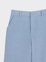 Wide-leg linen flowy trousers with loops blue