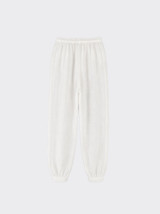 Satin harem pants with hem tied with button white