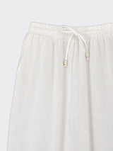 Satin harem pants with hem tied with button white