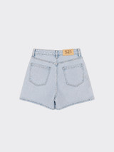 Denim mini skirt with star details on sides