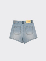 Shorts with front patch pockets and stars blue