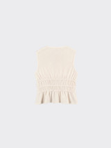 Pleated top with ties in front beige