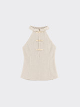 Halter qipao top beige