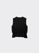 Pleated top with ties in front black