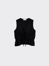 Pleated top with ties in front black