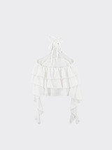 Halter top with ruffles in the front and on the side