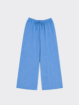Linen-effect trousers with glitter stripes dark blue