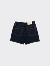 Asymmetric Denim Mini Skirt Dark Blue