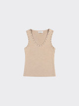 Tank top with stud details beige