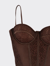 Lace corset top brown