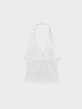 Halter crop top with buttons in twill White