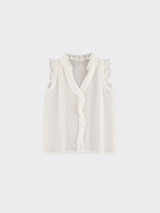 Sheer blouse with ruffles white