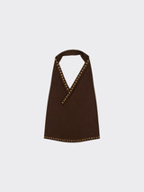 Halter top with studs brown