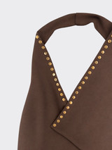 Halter top with studs brown