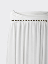 Harem pants with a folded waistband and studs white