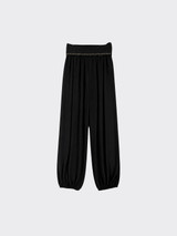 Harem pants with a folded waistband and studs black