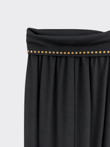 Harem pants with a folded waistband and studs black