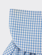 Gingham Bandeau top with ruching light blue