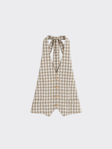 Gingham halter vest taupe