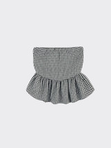 Gingham Bandeau top with ruching black