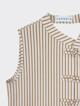 Striped qipao shirt with buttons beige