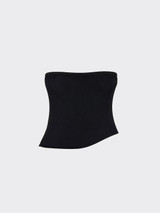 Gathered-side bandeau top with pointed hem black