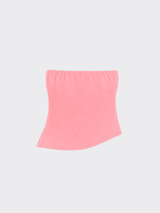 Gathered-side bandeau top with pointed hem pink