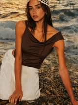 Ruched tank top brown