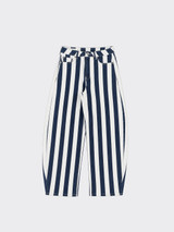 Dark blue striped balloon jeans