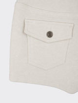 S21 white denim mini shorts