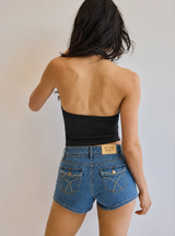 S21 studded denim mini shorts