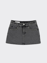 S21 Denim skirt with studs black