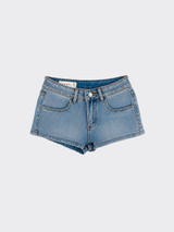 Low-rise micro shorts with studs and silver stars blue