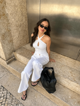 Crisscross halter top white