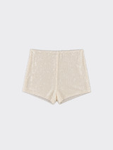 Beige sequined mini shorts